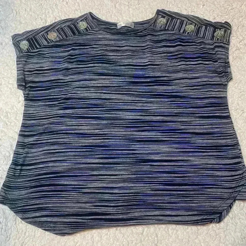 Blue & white blouse by Retrology. Size large